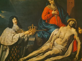 Ranskan ja Navarran kuninkaan Ludvig XIII:n (1601-43) valan vannominen, 1638, yksityiskohta